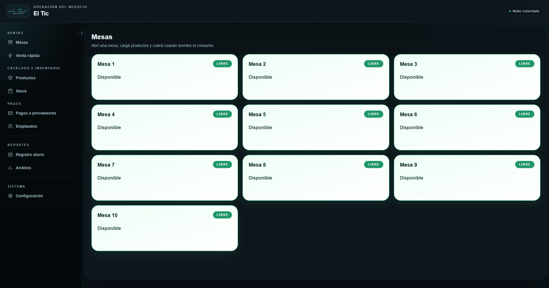 Main dashboard de SaasComercio
